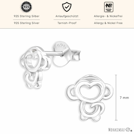 Affen Ohrringe aus 925 Silber