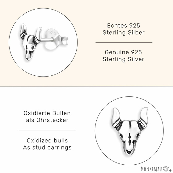 Bullen Ohrringe aus 925 Silber
