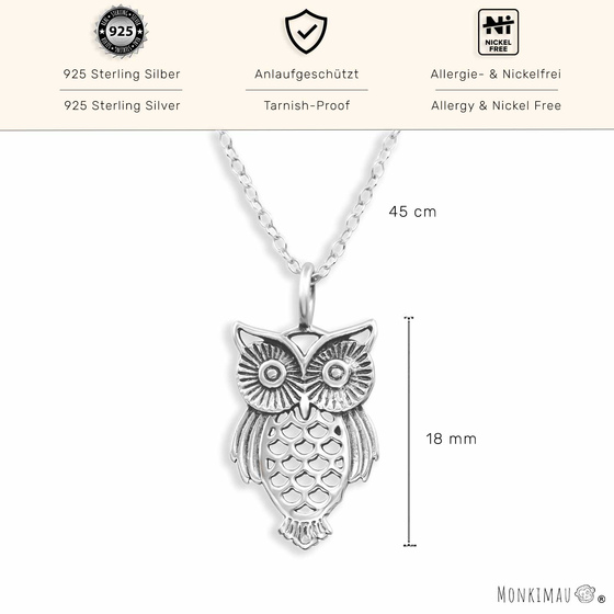Eulen Halskette aus 925 Silber