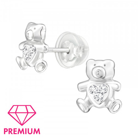 Auf dem Bild zu sehen sind Teddybr Ohrringe aus 925 Silber
