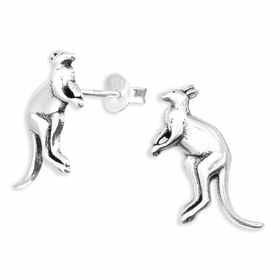 Auf dem Bild zu sehen sind Känguru Ohrringe aus 925 Silber