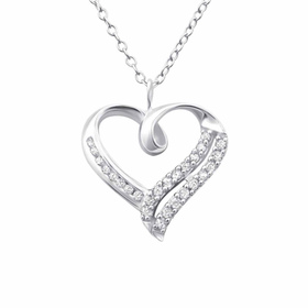 Silberne Herz Halskette mit Zirkonia aus 925 Silber