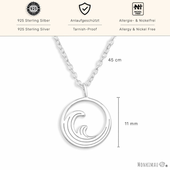 Surfer Wellen Halskette aus 925 Silber
