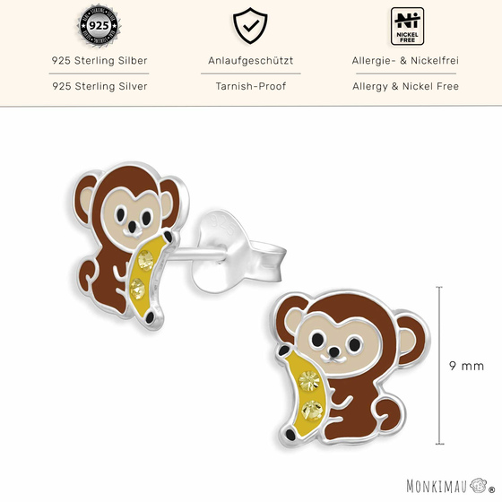 Affen Ohrringe aus 925 Silber