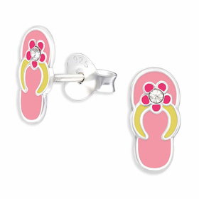 Auf dem Bild zu sehen sind Flip Flop Schuhe als Ohrringe...