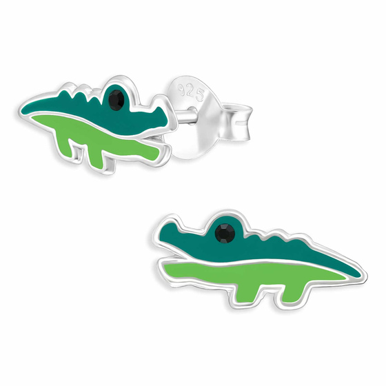 Auf dem Bild zu sehen sind Krokodil Ohrringe aus 925 Silber