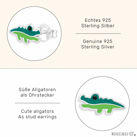 Krokodil Ohrringe aus 925 Silber