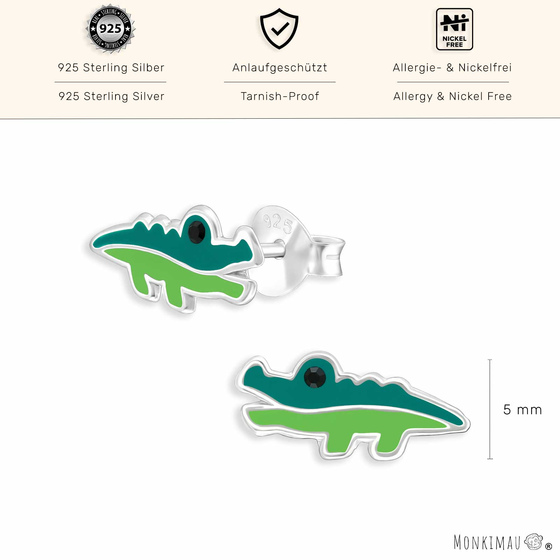 Krokodil Ohrringe aus 925 Silber