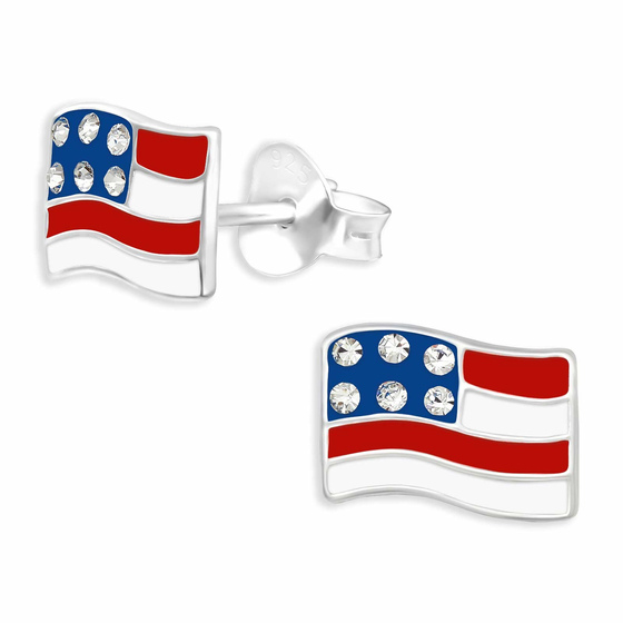 Auf dem Bild zu sehen sind USA Flaggen Ohrringe aus 925 Silber