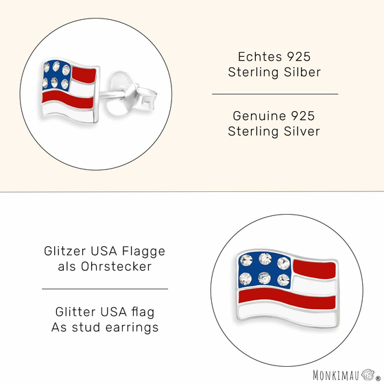 USA Flaggen Ohrringe aus 925 Silber