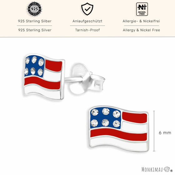 USA Flaggen Ohrringe aus 925 Silber