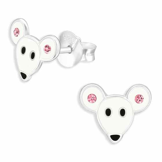 Auf dem Bild zu sehen sind Maus Ohrringe aus 925 Silber