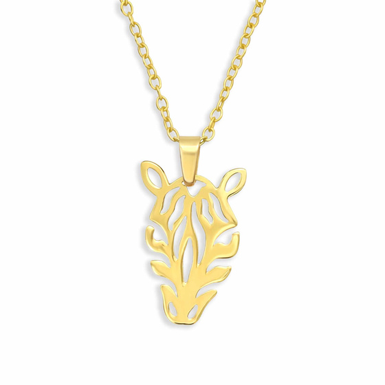 Auf dem Bild zu sehen sind Zebra Halskette aus 925 Silber Gold plattiert