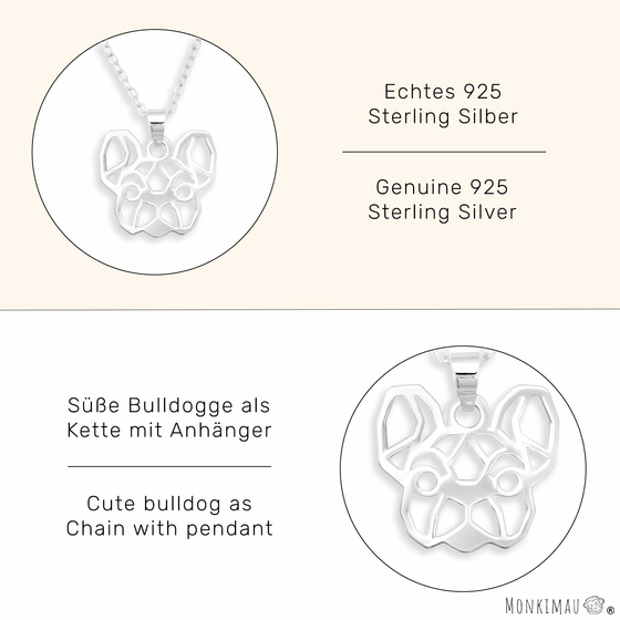 Franzsiche Bulldoggen Halskette aus 925 Silber
