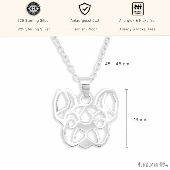 Franzsiche Bulldoggen Halskette aus 925 Silber