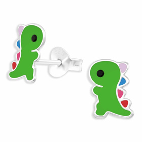 Auf dem Bild zu sehen sind Süße Dino Ohrringe aus 925 Silber