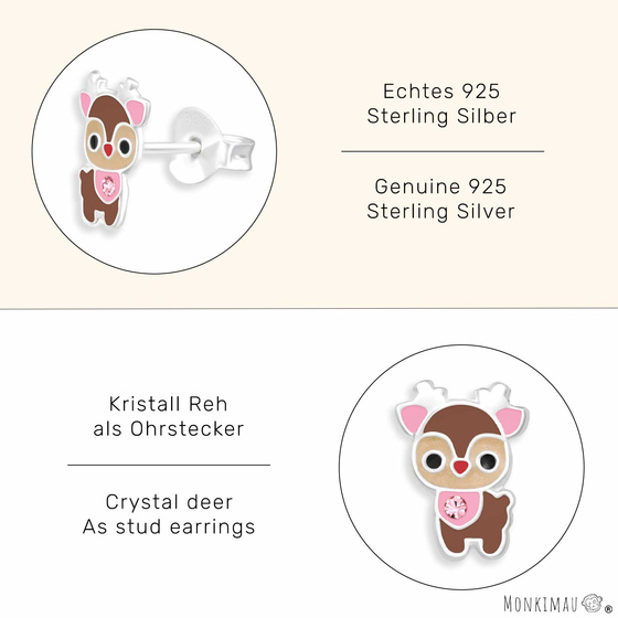 Hirsch Ohrringe aus 925 Silber