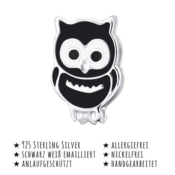 Das Bild mit Beschreibung zeigt Kinder Ohrringe Eule Ohrstecker aus 925 Sterling Silver echt Silber