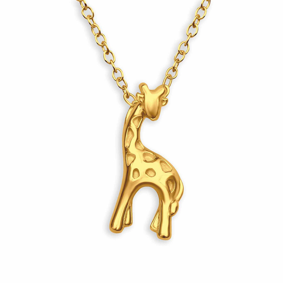 Zauberhafte Kinder-Halskette Giraffe in 925 Sterling Silber und Gold Plattiert