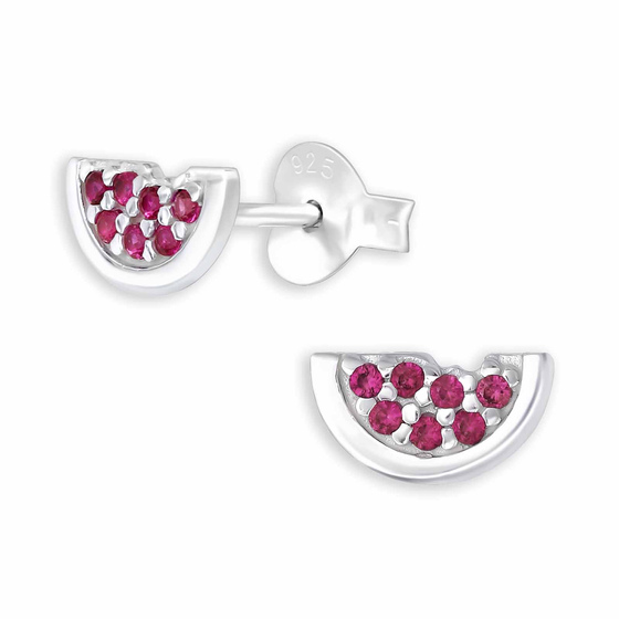 Fruchtig-funkelnde Wassermelonen Ohrstecker in 925 Sterling Silber mit Zirkonia