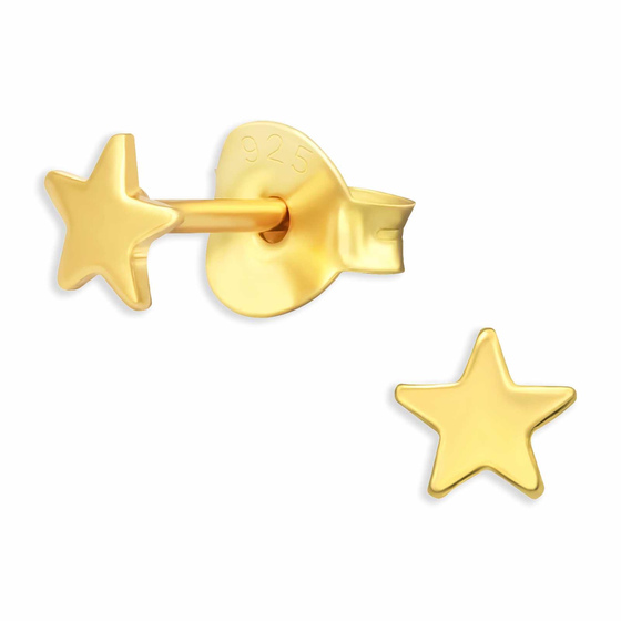 Auf dem Bild zu sehen sind Sterne Ohrringe aus 925 Silber Gold plattiert