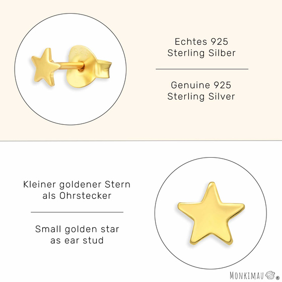 Sterne Ohrringe aus 925 Silber Gold plattiert