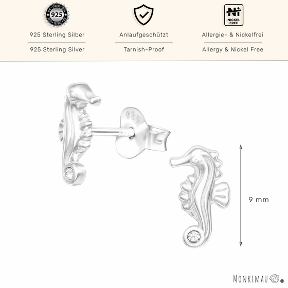 Seepferdchen Ohrringe aus 925 Silber