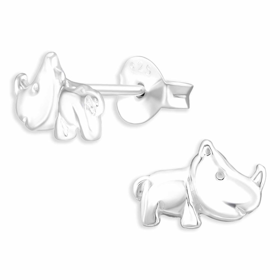 Auf dem Bild zu sehen sind Nashorn Ohrringe aus 925 Silber
