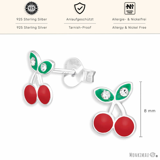 Glitzer Kirschen Ohrringe aus 925 Silber