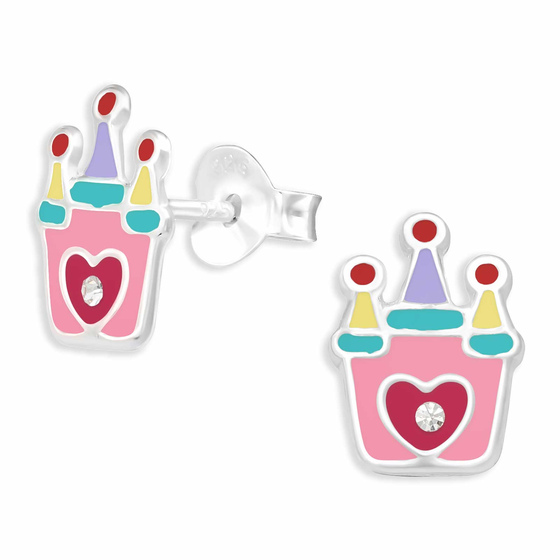 Auf dem Bild zu sehen sind Glitzer Burg Ohrringe aus 925 Silber