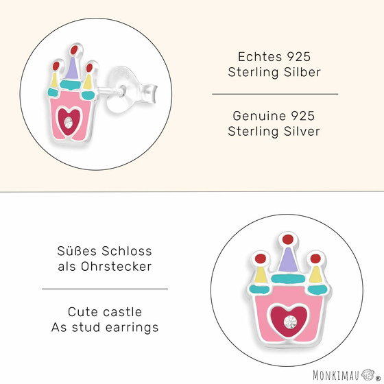 Glitzer Burg Ohrringe aus 925 Silber