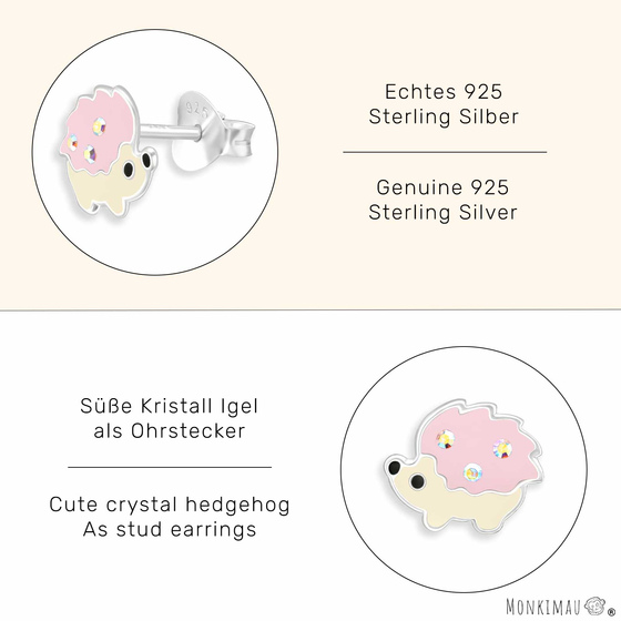 Pinke Igel Ohrringe aus 925 Silber