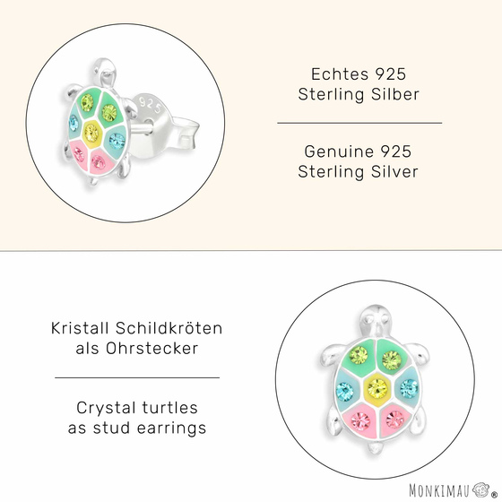 Bunte glitzer Schildkrte Ohrringe aus 925 Silber