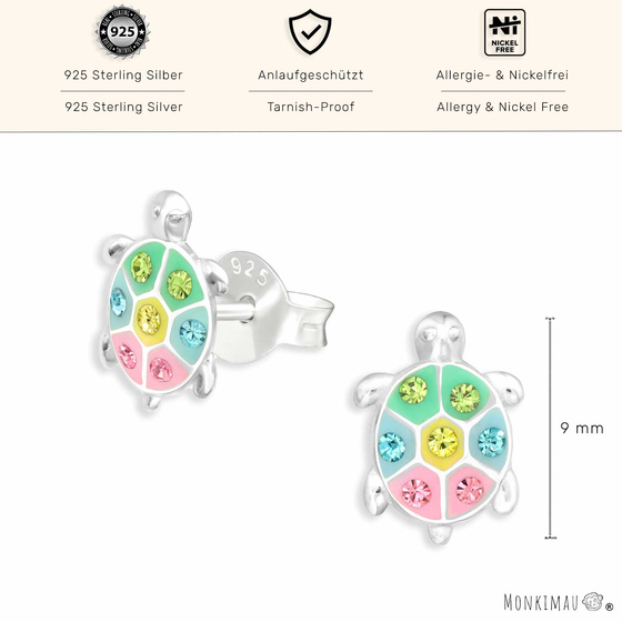 Bunte glitzer Schildkrte Ohrringe aus 925 Silber