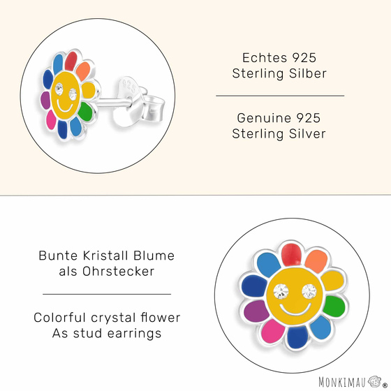 Bunte Blumen Ohrringe aus 925 Silber