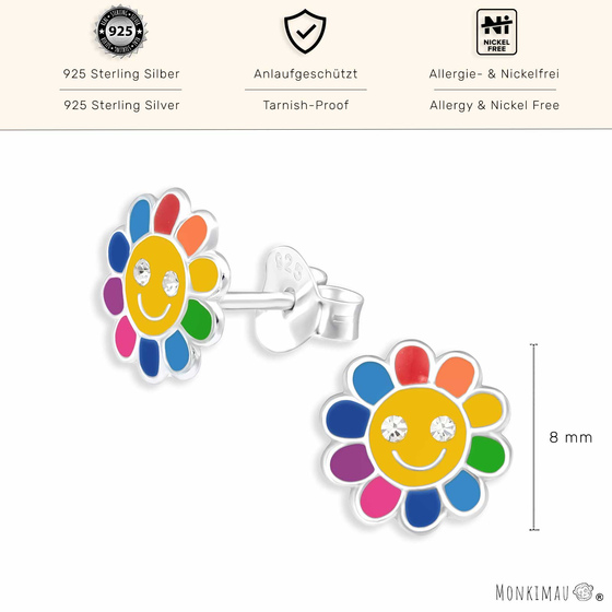 Bunte Blumen Ohrringe aus 925 Silber