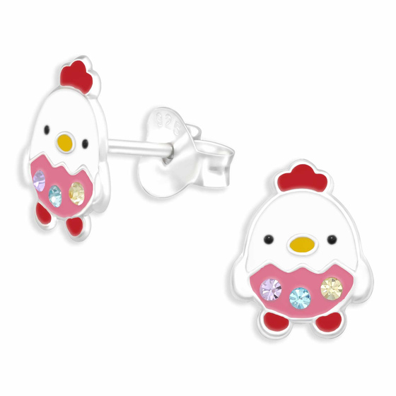 Auf dem Bild zu sehen sind Hhnchen Ohrringe aus 925 Silber