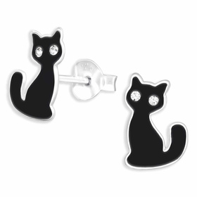 Auf dem Bild zu sehen sind Schwarze Katzen Ohrringe aus...