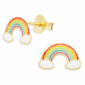 Auf dem Bild zu sehen sind Regenbogen Ohrringe aus 925...