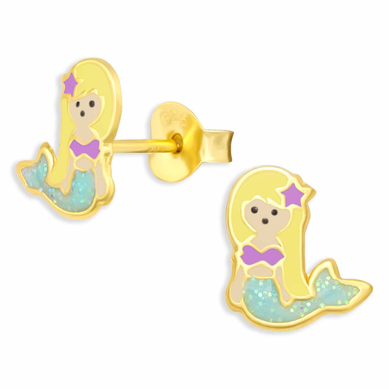 Auf dem Bild zu sehen sind Meerjungfrau Ohrringe aus 925 Silber Gold plattiert