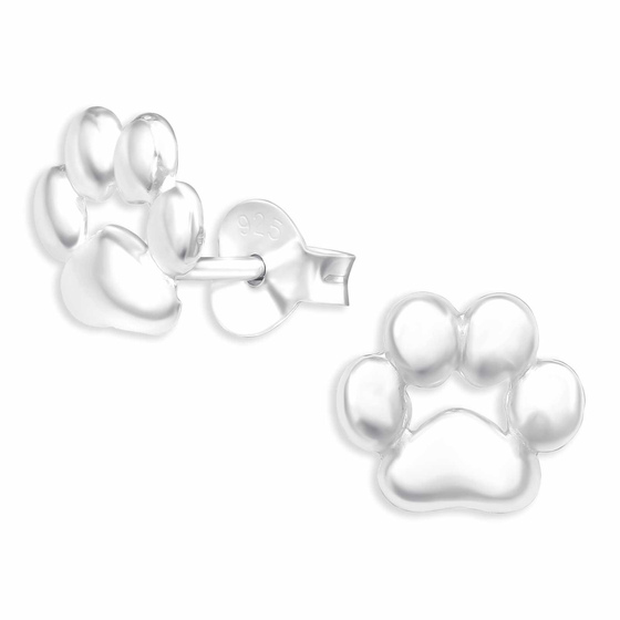 Auf dem Bild zu sehen sind Pfoten Ohrringe aus 925 Silber