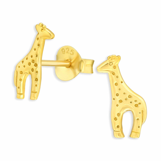 Auf dem Bild zu sehen sind Giraffen Ohrringe aus 925 Silber Gold plattiert