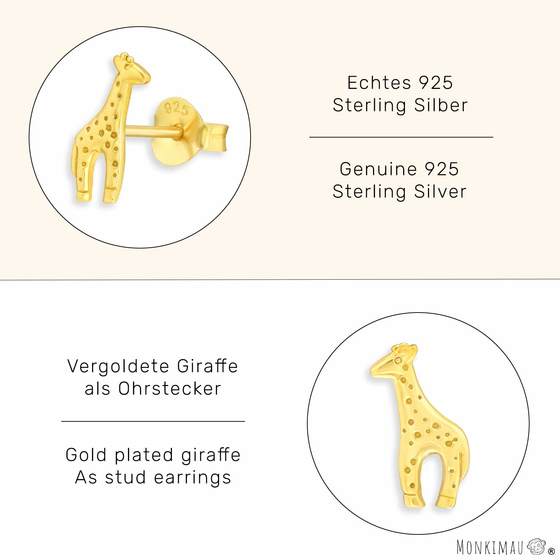 Giraffen Ohrringe aus 925 Silber Gold plattiert