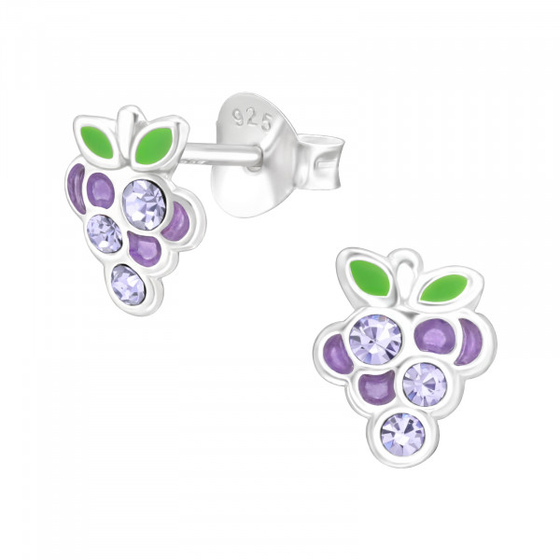 Auf dem Bild zu sehen sind Wein-Trauben Ohrringe aus 925 Silber