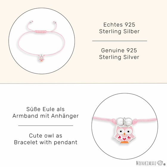 Armband mit Eulen Anhnger aus 925 Silber