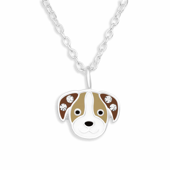 Auf dem Bild zu sehen sind Halskette mit Hund Anhnger aus 925 Silber