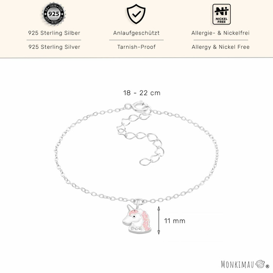 Armkette mit glitzer Einhorn Anhnger aus 925 Silber