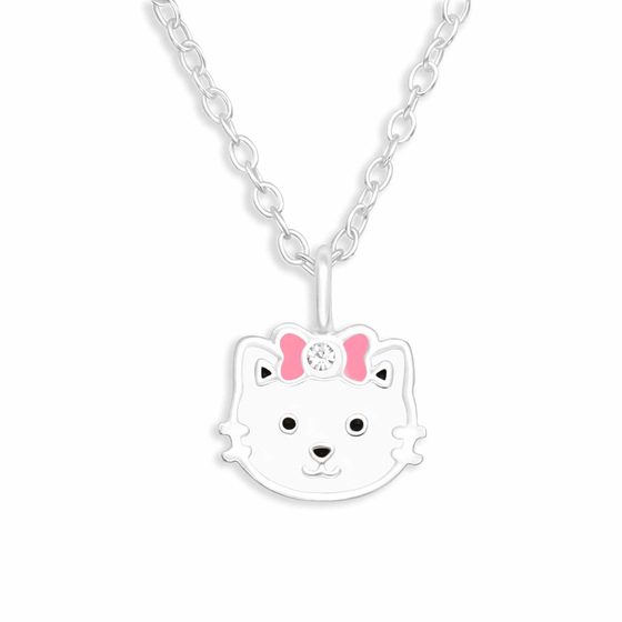 Auf dem Bild zu sehen sind Halskette mit Katzen Anhnger aus 925 Silber