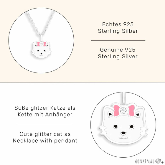 Halskette mit Katzen Anhnger aus 925 Silber