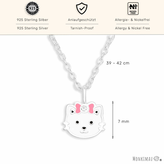 Halskette mit Katzen Anhnger aus 925 Silber